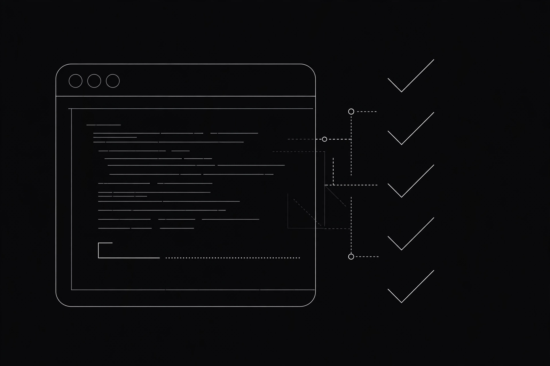 Abstract terminal window with checkmarks, representing a successful proxy command-line test