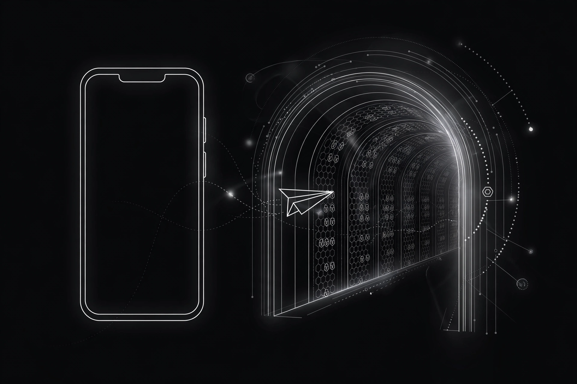 Smartphone with a secure tunnel motif, representing Telegram proxy setup on a mobile phone